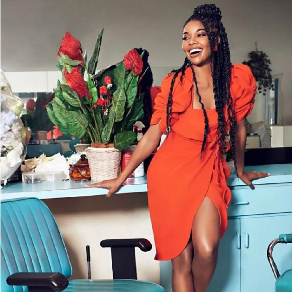 Gabrielle Union for New York & Co Orange Crepe Dress, size S